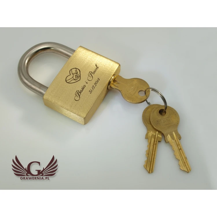 Liebesschloss - Messing Gold - beliebige Gravur - KZ001