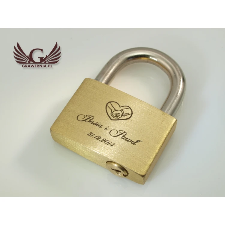 Liebesschloss - Messing Gold - beliebige Gravur - KZ001