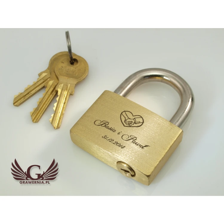 Liebesschloss - Messing Gold - beliebige Gravur - KZ001