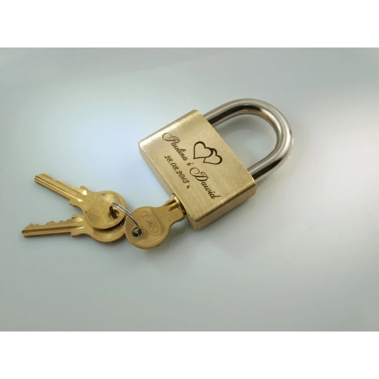 Liebesschloss - Messing Gold - beliebige Gravur - KZ001