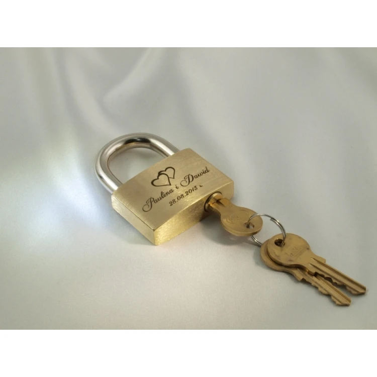 Liebesschloss - Messing Gold - beliebige Gravur - KZ001