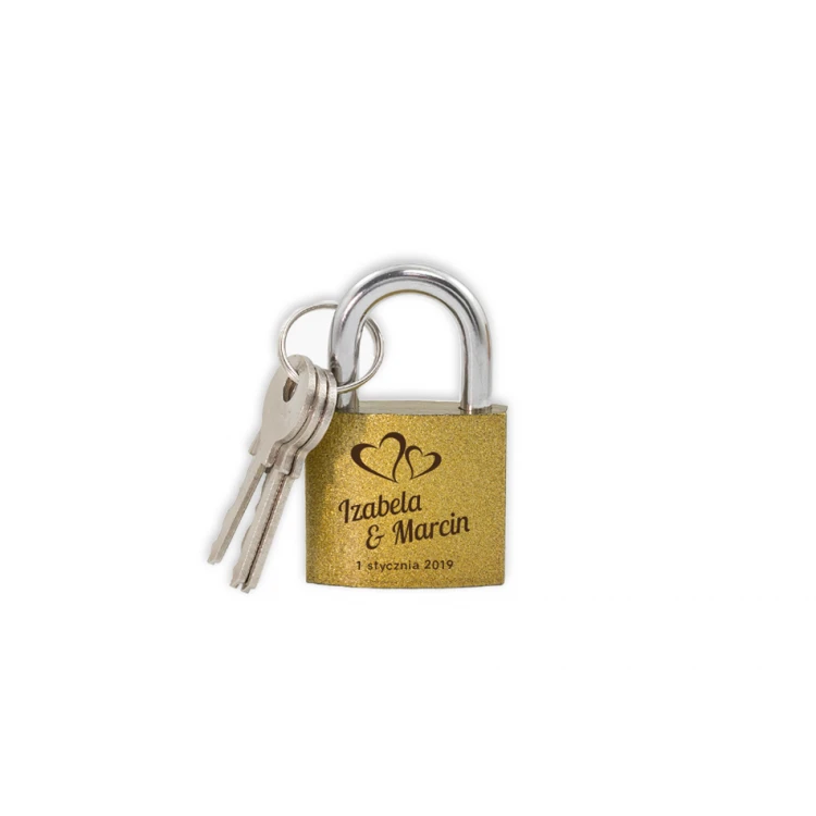 Liebesschloss - klein - Gusseisen goldfarben - individuelle Gravur - KZ007