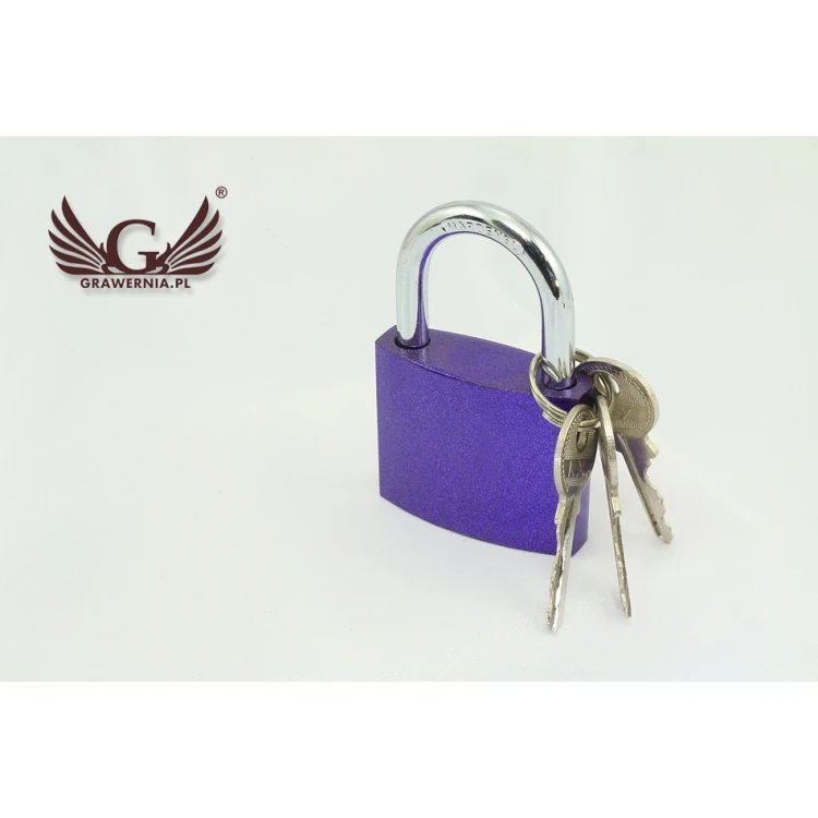 Liebesschloss - Gusseisen Farbe Violett - beliebige Gravur - KZ005
