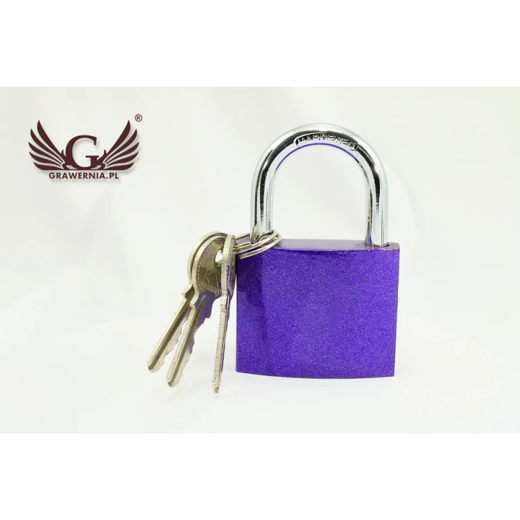 Liebesschloss - Gusseisen Farbe Violett - beliebige Gravur - KZ005