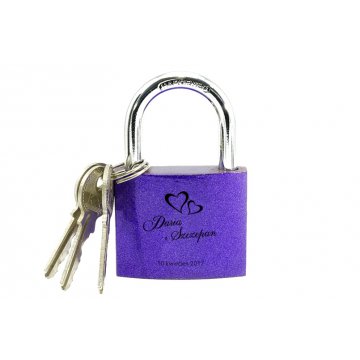 Liebesschloss - Gusseisen Farbe Violett - beliebige Gravur - KZ005