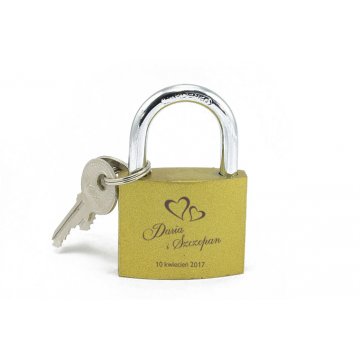 Liebesschloss - Gusseisen Goldfarben - individuelle Gravur - KZ004