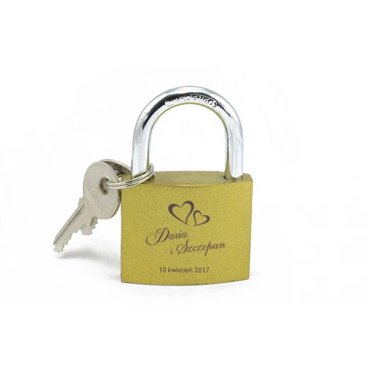 Liebesschloss - Gusseisen Goldfarben - individuelle Gravur - KZ004