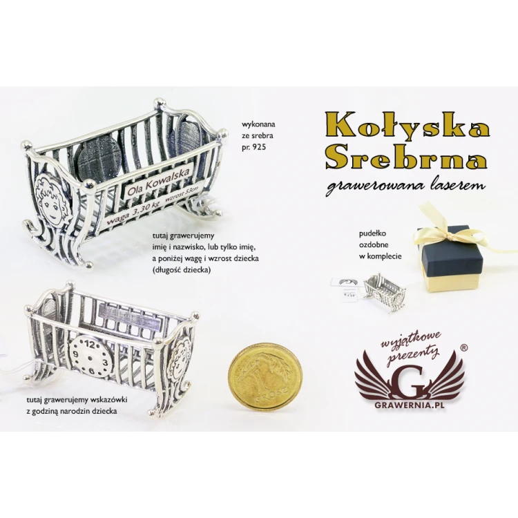 SILBERNE WIEGE - Taufgeschenk - Silber - Modell SRB011
