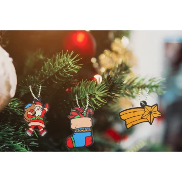 Set von 6 Holz-Weihnachtsdekorationen - farbiger UV-Druck - OZD001