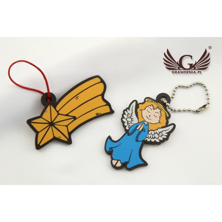 Set von 6 Holz-Weihnachtsdekorationen - farbiger UV-Druck - OZD001
