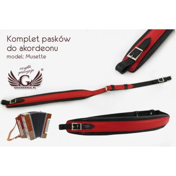 KOMPLETTSET GURTE FÜR AKKORDEON rot-schwarz - Modell Musette - Komfort Version - PDA001