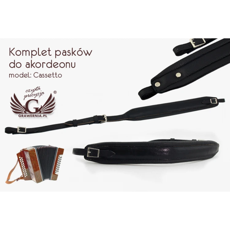 KOMPLETTSET GURTE FÜR AKKORDEON schwarz - Modell Cassetto - Komfort Version - PDA002