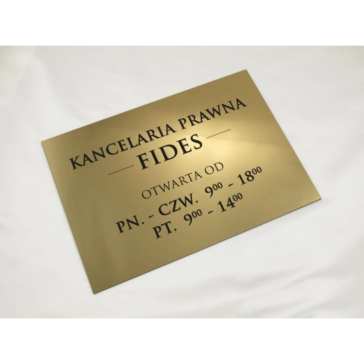 SCHILD ANWALTSKANZLEI - Öffnungszeiten - SZ030 - gold - Abmessungen 297x210mm (A4)