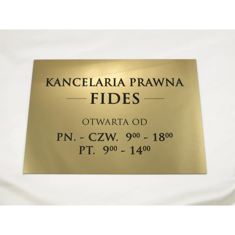 SCHILD ANWALTSKANZLEI - Öffnungszeiten - SZ030 - gold - Abmessungen 297x210mm (A4)