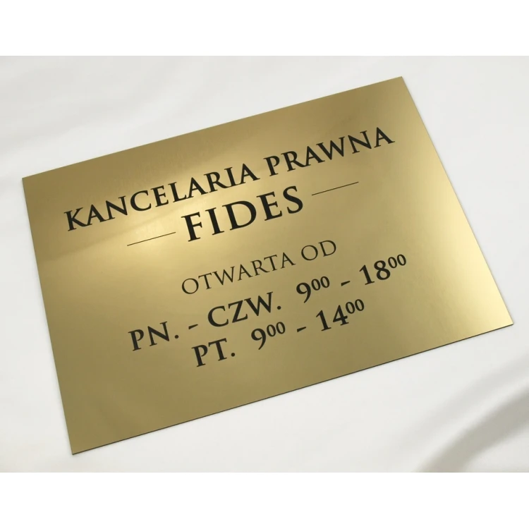 SCHILD ANWALTSKANZLEI - Öffnungszeiten - SZ030 - gold - Abmessungen 297x210mm (A4)