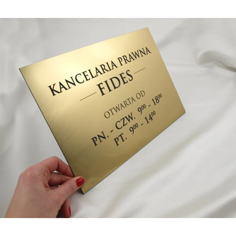 SCHILD ANWALTSKANZLEI - Öffnungszeiten - SZ030 - gold - Abmessungen 297x210mm (A4)