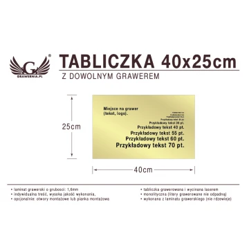 Plakette 40x25cm beliebige Lasergravur