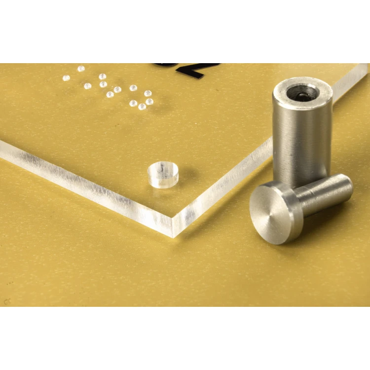 Korb - Plexiglasschild mit Braille-Schrift auf Abstandshaltern - Maße 160x75mm - TAB269