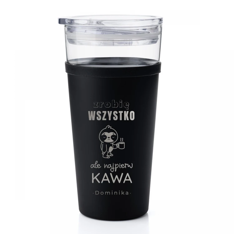Glasbecher Morea - 428ml - Ich mache alles, aber zuerst Kaffee - KUB043