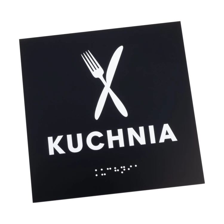 Küche - Schild aus mattem schwarzem Acryl - Abm. 150x150mm - TAB577