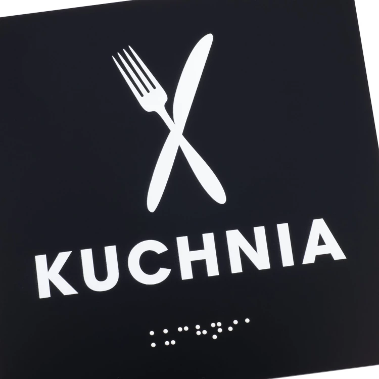 Küche - Schild aus mattem schwarzem Acryl - Abm. 150x150mm - TAB577