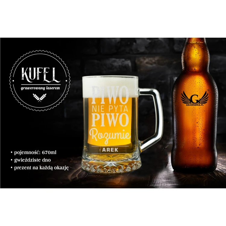 Bierkrug mit Gravur - Bier fragt nicht, Bier versteht - KUF011