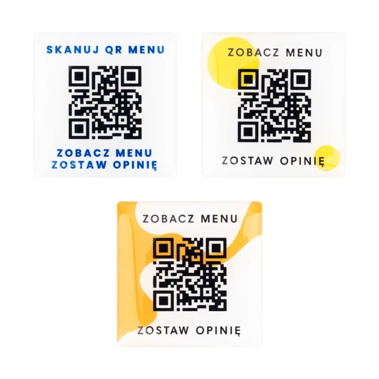 Quadratisches Menü mit QR-Code - HIPS-Material mit Doming - Abm. 40mm - MEN027