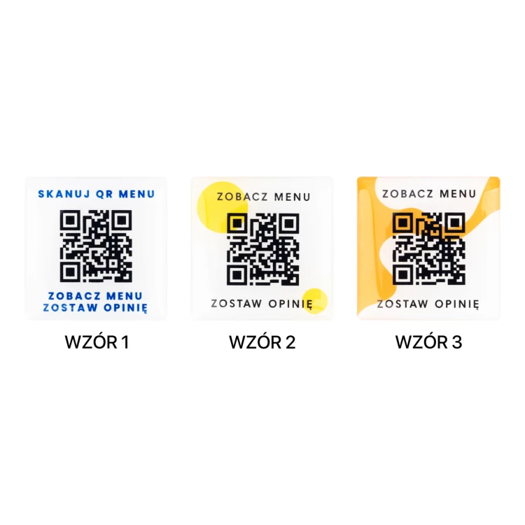 Quadratisches Menü mit QR-Code - HIPS-Material mit Doming - Abm. 40mm - MEN027