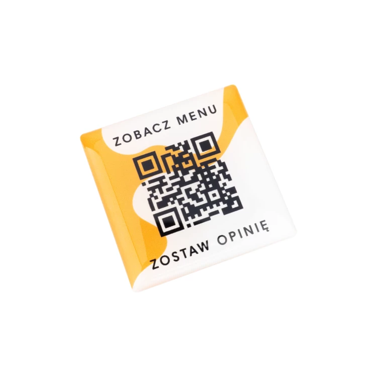 Quadratisches Menü mit QR-Code - HIPS-Material mit Doming - Abm. 40mm - MEN027