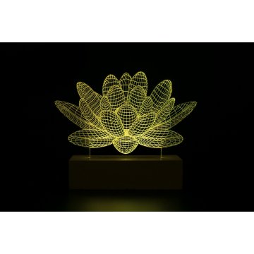 Lotosblume - 3D LED RGB Lampe mit Fernbedienung - L3D007