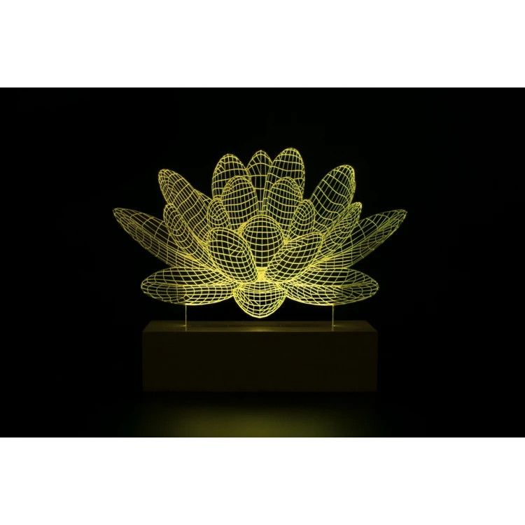 Lotosblume - 3D LED RGB Lampe mit Fernbedienung - L3D007