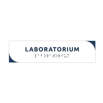 Laboratorium - Schild aus weißem Dibond mit Braille-Schrift - Größe 200x50mm - MONO - TAB295