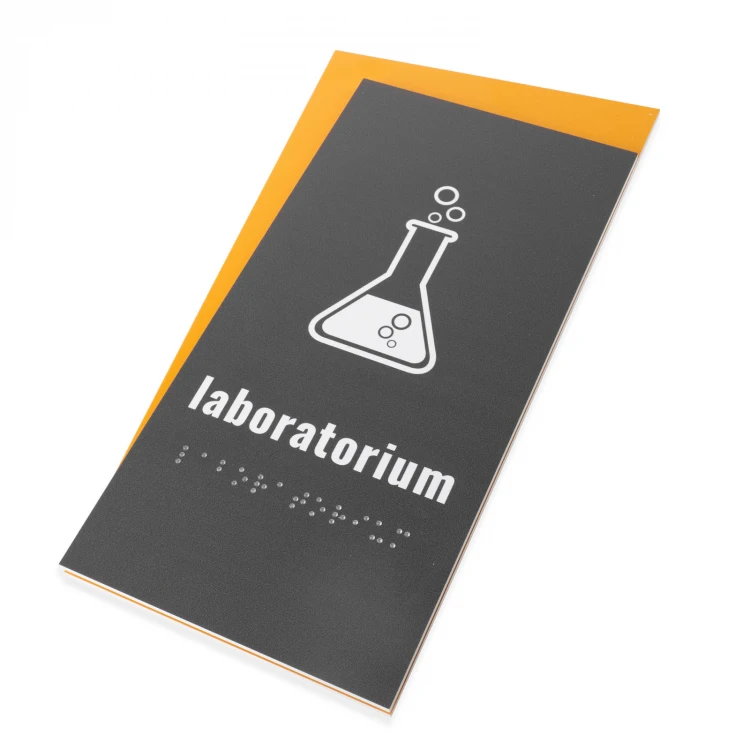 Laboratorium - Schild mit Braille-Schrift - Größe 130x250mm - Hartes PVC - HORIZON - TAB516