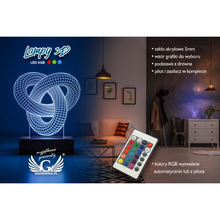 3D LED RGB Lampe mit Fernbedienung - L3D001