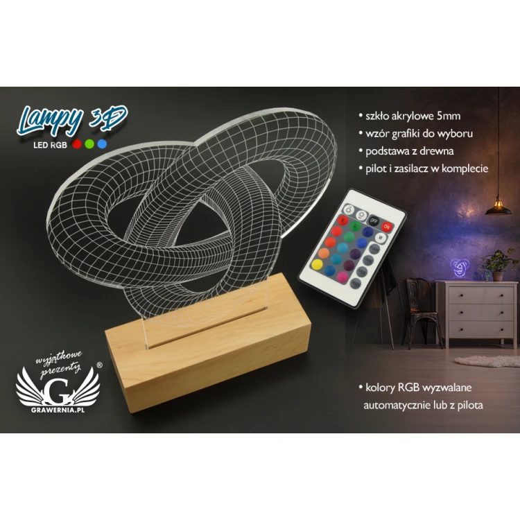 3D LED RGB Lampe mit Fernbedienung - L3D001