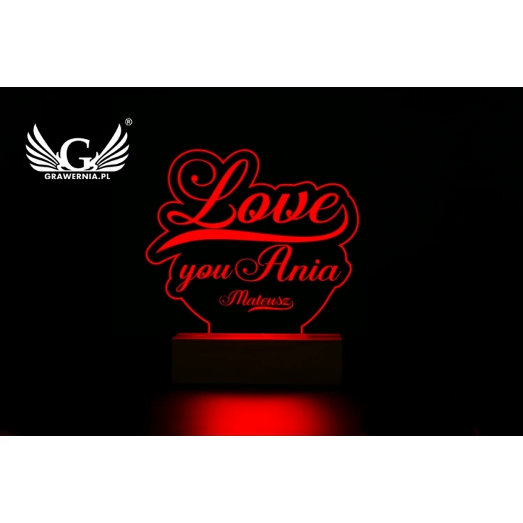 LED RGB Lampe mit Fernbedienung - Love - Valentinstag L3D003