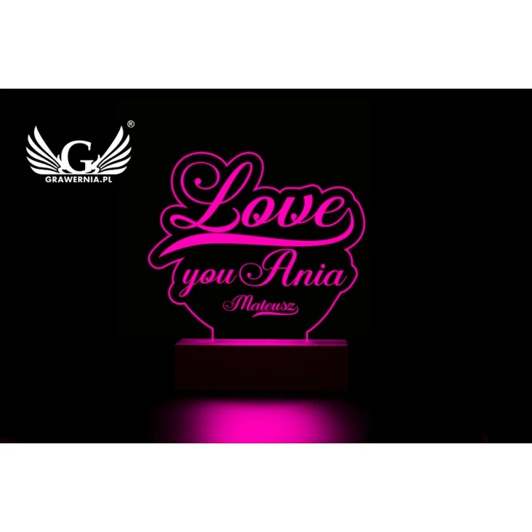 LED RGB Lampe mit Fernbedienung - Love - Valentinstag L3D003