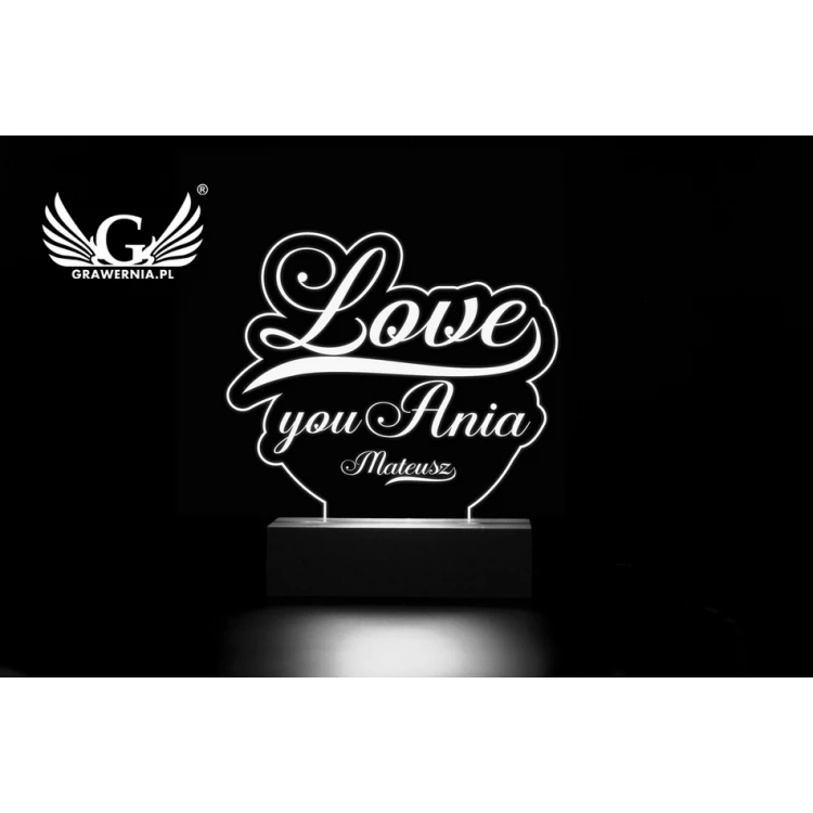 LED RGB Lampe mit Fernbedienung - Love - Valentinstag L3D003
