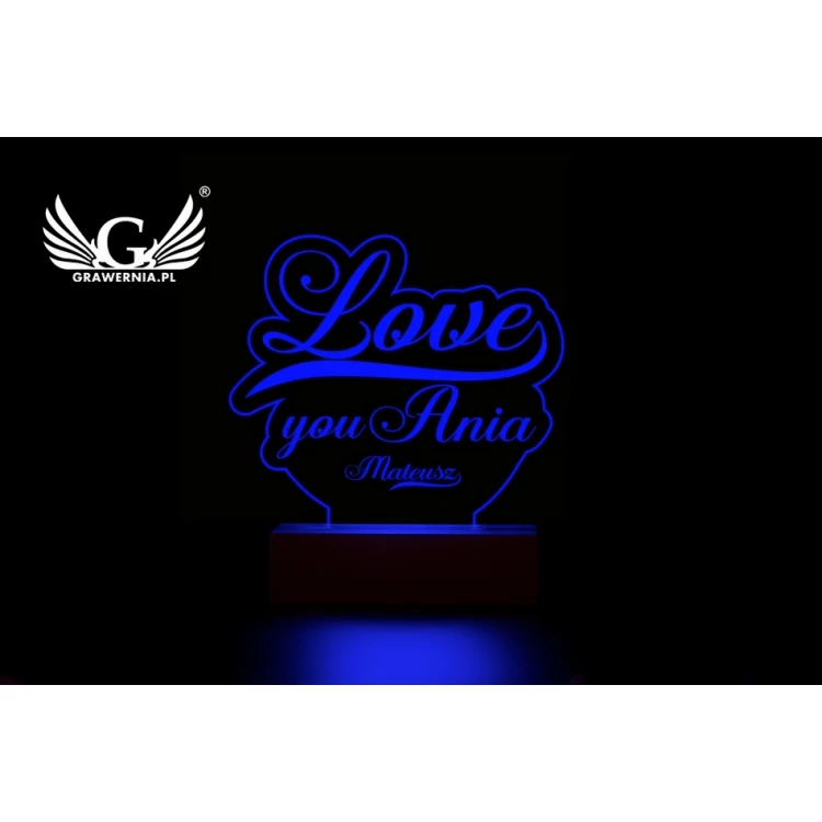 LED RGB Lampe mit Fernbedienung - Love - Valentinstag L3D003