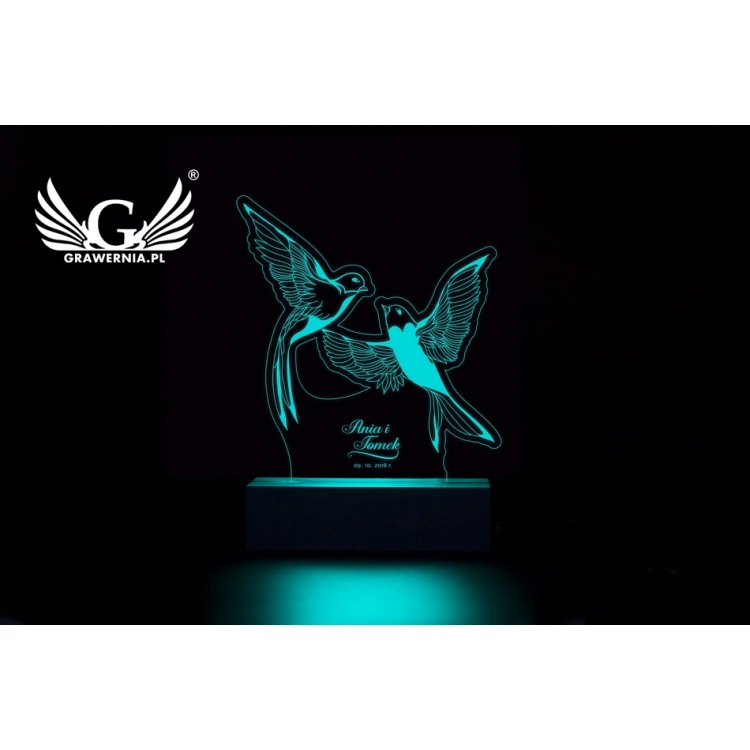 LED RGB Lampe mit Fernbedienung - Geschenk für das Brautpaar - L3D004