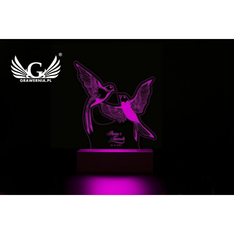 LED RGB Lampe mit Fernbedienung - Geschenk für das Brautpaar - L3D004