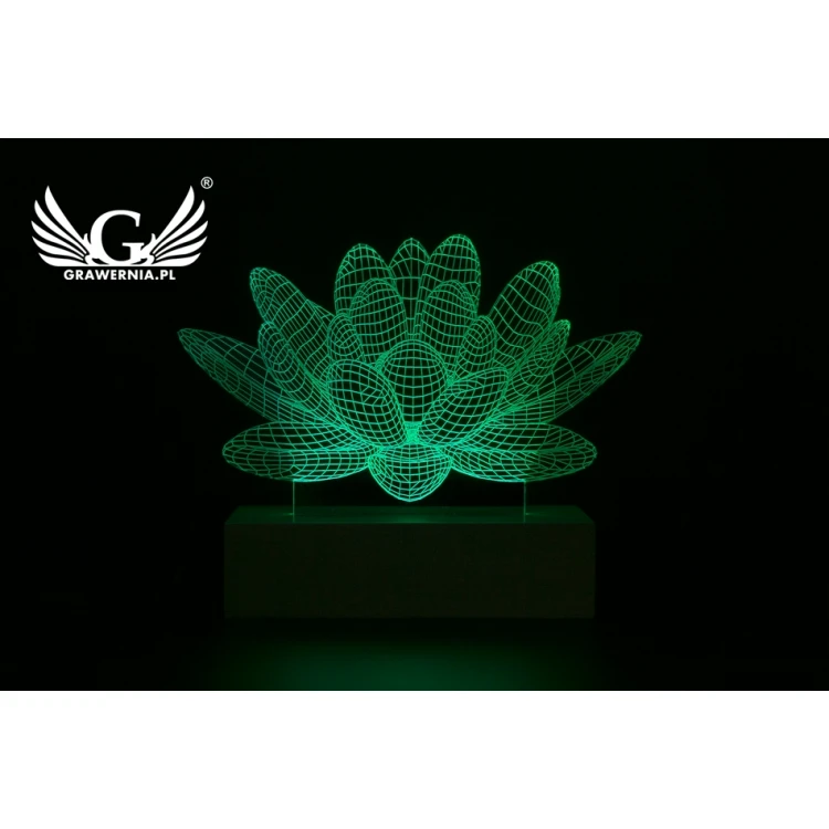 Lotosblume - 3D LED RGB Lampe mit Fernbedienung - L3D007
