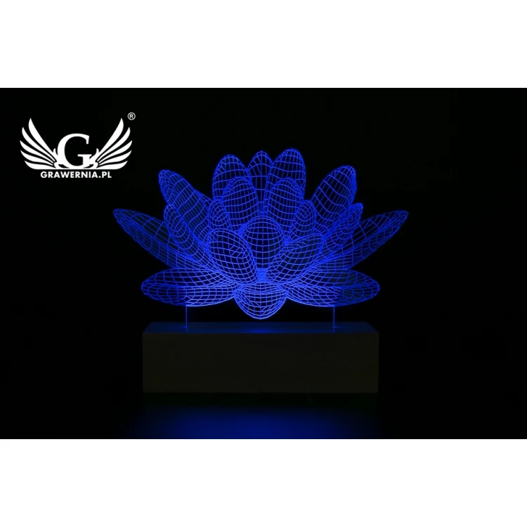 Lotosblume - 3D LED RGB Lampe mit Fernbedienung - L3D007