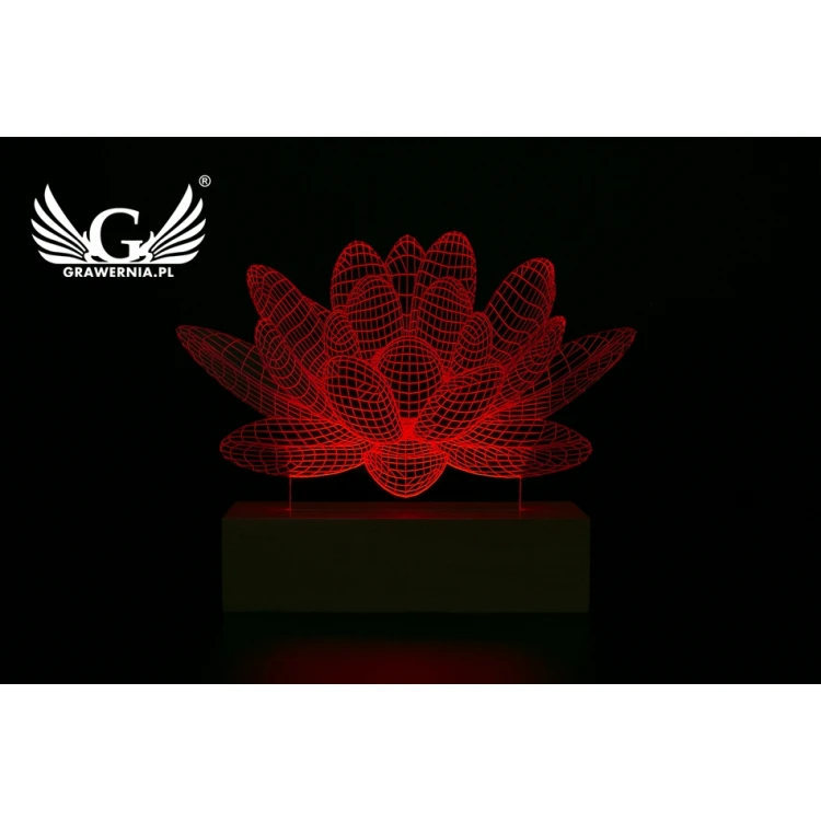 Lotosblume - 3D LED RGB Lampe mit Fernbedienung - L3D007