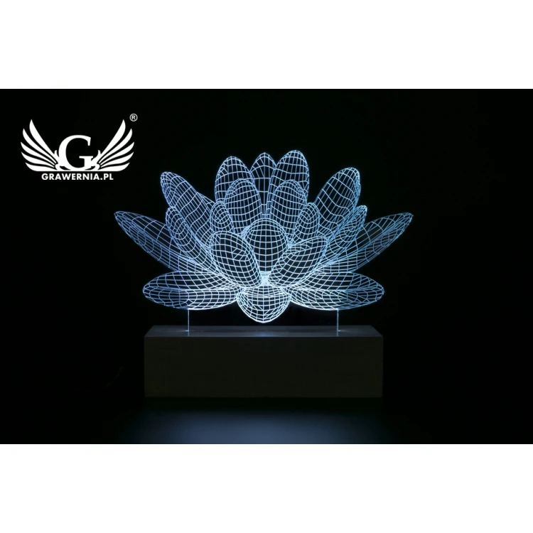 Lotosblume - 3D LED RGB Lampe mit Fernbedienung - L3D007