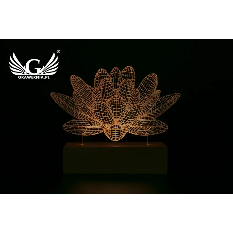 Lotosblume - 3D LED RGB Lampe mit Fernbedienung - L3D007
