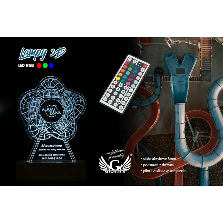 3D LED RGB Lampe mit individuellem Logo - ferngesteuert - L3D020