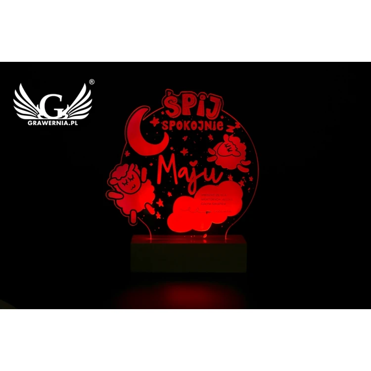 Geschenk für Baby Shower - RGB LED Lampe mit Fernbedienung - Schlaf gut - L3D006