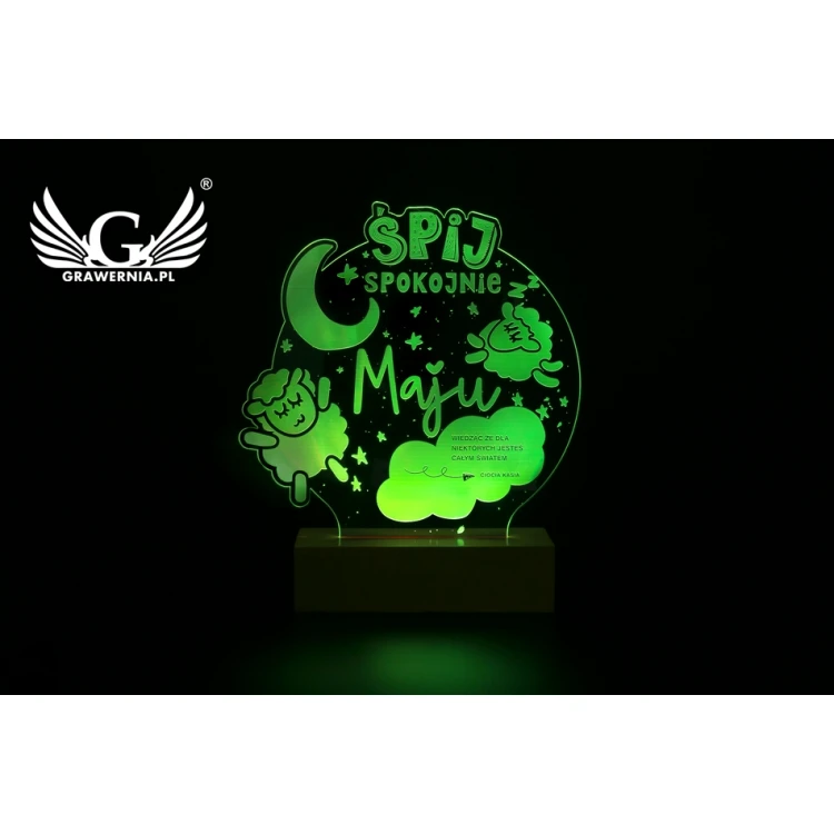 Geschenk für Baby Shower - RGB LED Lampe mit Fernbedienung - Schlaf gut - L3D006