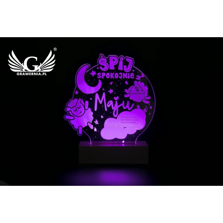 Geschenk für Baby Shower - RGB LED Lampe mit Fernbedienung - Schlaf gut - L3D006